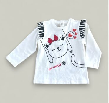 Блуза с принт коте CHICCO - снимка 1 - Блузи за момиче - Yomi.Kids