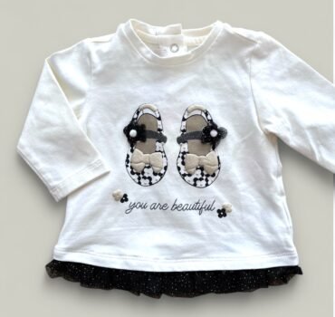 Блуза с къдрица и принт CHICCO - снимка 1 - Блузи за момиче - Yomi.Kids