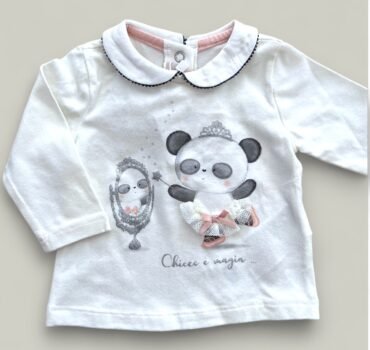 Бебешка блуза с принт панда CHICCO в бяло - снимка 1 - Блузи за момиче - Yomi.Kids