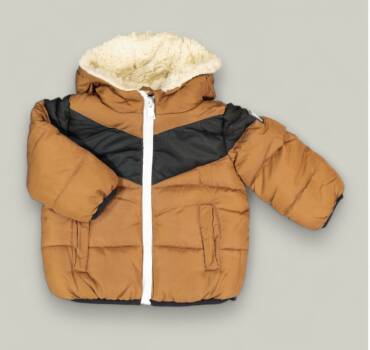 Детско зимно яке за момче DKNY JEANS в кафяво и чернo - снимка 1 - Якета за момче - Yomi.Kids