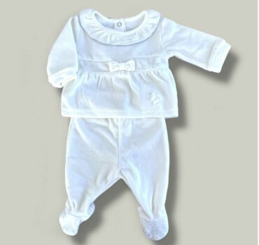 Бебешки комплект в бяло CHICCO за момиче от 2 части - снимка 1 - Новородено момиче - Yomi.Kids