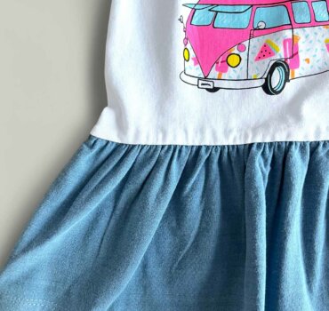 Бебешка рокля CHICCO Van в бяло и синьо - снимка 2 - Рокли и поли - Yomi.Kids