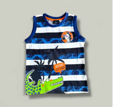 Потник CHICCO Easy в бяло и синьо райе - снимка 1 - Тениски и потници за момче - Yomi.Kids