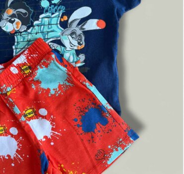 Комплект CHICCO Graffiti в оранжево и тъмно синьо - снимка 3 - Комплекти с къс ръкав за момче - Yomi.Kids