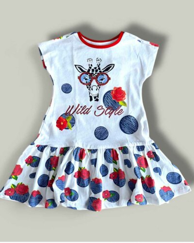 Рокля CHICCO Wild Style в бяло - снимка 1 - Рокли и поли - Yomi.Kids