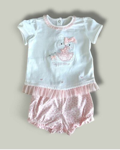 Комплект CHICCO Pink Leo в бяло и бледо розово - снимка 1 - Комплекти с къс ръкав за момиче - Yomi.Kids