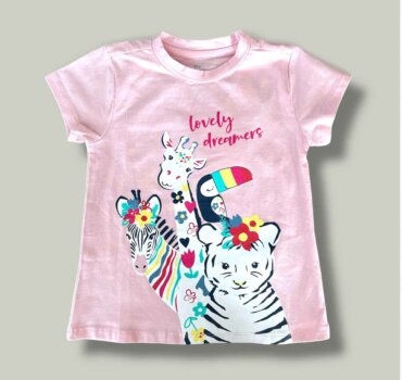 Тениска CHICCO Pink Safari в бледо розово - снимка 1 - Тениски и потници за момиче - Yomi.Kids