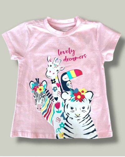 Тениска CHICCO Pink Safari в бледо розово - снимка 1 - Тениски и потници за момиче - Yomi.Kids