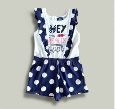 Гащеризон CHICCO Hey в бяло и тъмно синьо - снимка 1 - Рокли и поли - Yomi.Kids