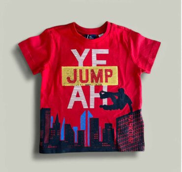 Тениска CHICCO Jump в червено - снимка 1 - Тениски и потници за момче - Yomi.Kids