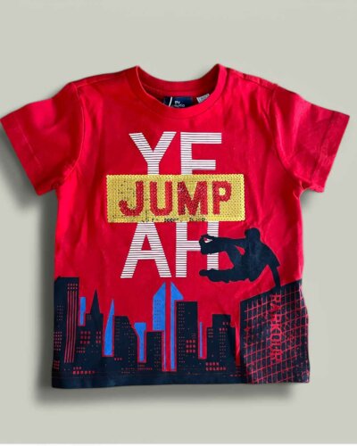 Тениска CHICCO Jump в червено - снимка 1 - Тениски и потници за момче - Yomi.Kids