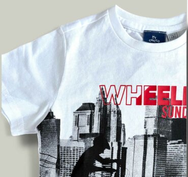 Тениска CHICCO Wheelie в бяло - снимка 2 - Тениски и потници за момче - Yomi.Kids