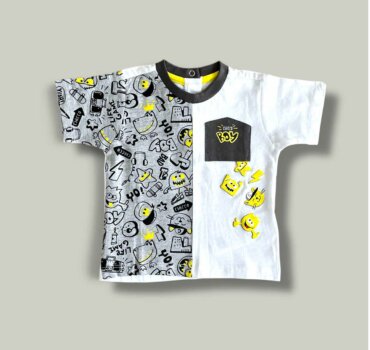 Бебешка тениска CHICCO Boy в сиво и бяло - снимка 1 - Тениски и потници за момче - Yomi.Kids