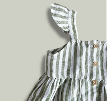 Рокля CHICCO райе в бяло и зелено - снимка 2 - Рокли и поли - Yomi.Kids