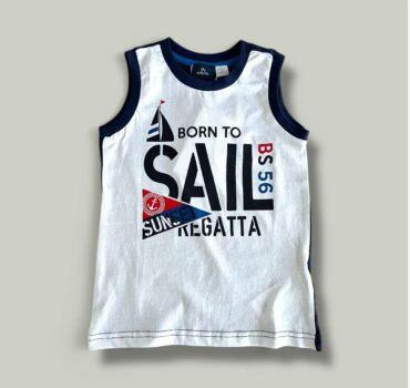 Потник CHICCO Sail в бяло и тъмно синьо - снимка 1 - Тениски и потници за момче - Yomi.Kids