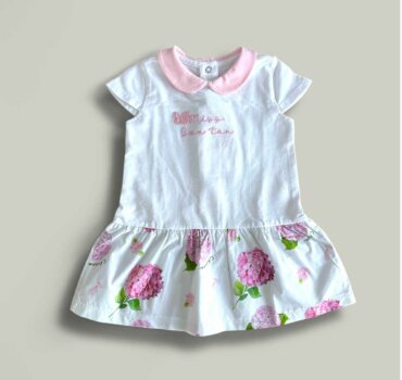 Бебешка рокля CHICCO Hydrangea в бяло - снимка 1 - Рокли и поли - Yomi.Kids