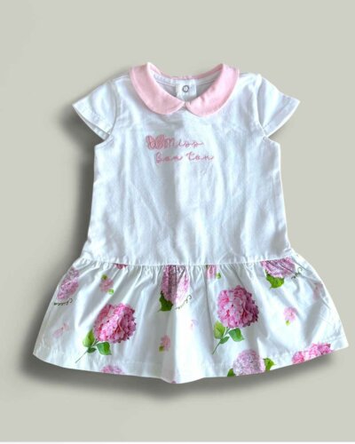 Бебешка рокля CHICCO Hydrangea в бяло - снимка 1 - Рокли и поли - Yomi.Kids