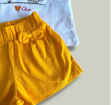 Комплект CHICCO Peach в бяло и оранжево - снимка 3 - Комплекти с къс ръкав за момиче - Yomi.Kids