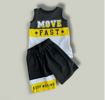 Комплект CHICCO Move в бяло, жълто и черно - снимка 1 - Комплекти с къс ръкав за момче - Yomi.Kids