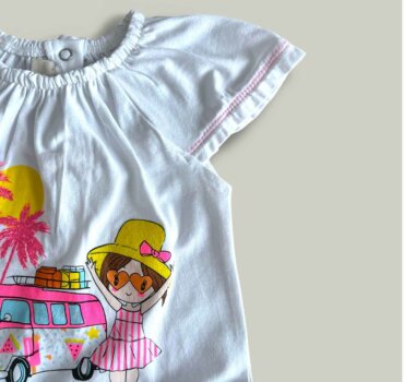 Бебешка рокля CHICCO Van в бяло и синьо - снимка 1 - Рокли и поли - Yomi.Kids