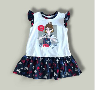 Рокля CHICCO BeYOUtiful в бяло и тъмно синьо - снимка 1 - Рокли и поли - Yomi.Kids