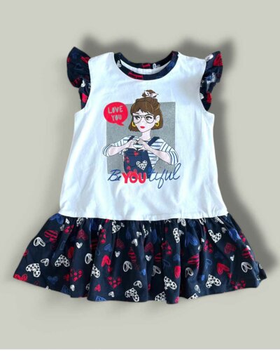 Рокля CHICCO BeYOUtiful в бяло и тъмно синьо - снимка 1 - Рокли и поли - Yomi.Kids