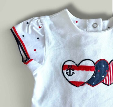 Комплект CHICCO Navy в бяло и червено - снимка 2 - Комплекти с къс ръкав за момиче - Yomi.Kids