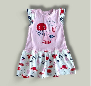 Бебешка рокля CHICCO Medusa в бяло и розово - снимка 1 - Рокли и поли - Yomi.Kids