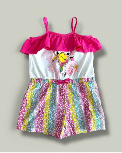 Гащеризон CHICCO Giraffe в бяло и розово - снимка 1 - Рокли и поли - Yomi.Kids