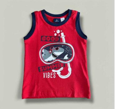 Потник CHICCO Shark в червено - снимка 1 - Тениски и потници за момче - Yomi.Kids