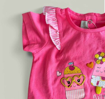 Комплект CHICCO Icecream в розово и райе - снимка 3 - Комплекти с къс ръкав за момиче - Yomi.Kids