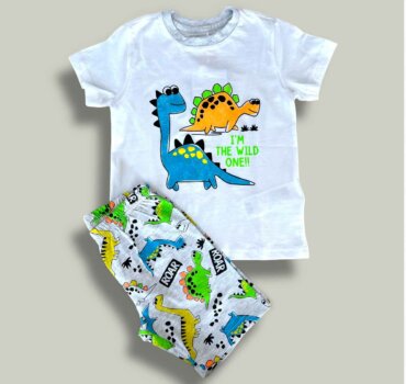 Пижама CHICCO Dino в бяло и сиво - снимка 1 - Пижами за момче - Yomi.Kids