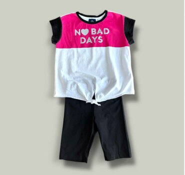 Комплект CHICCO Days в бяло, черно и циклама - снимка 1 - Комплекти с къс ръкав за момиче - Yomi.Kids