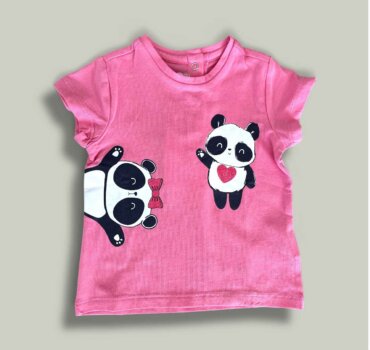 Бебешка тениска CHICCO Pink Panda - снимка 1 - Тениски и потници за момиче - Yomi.Kids