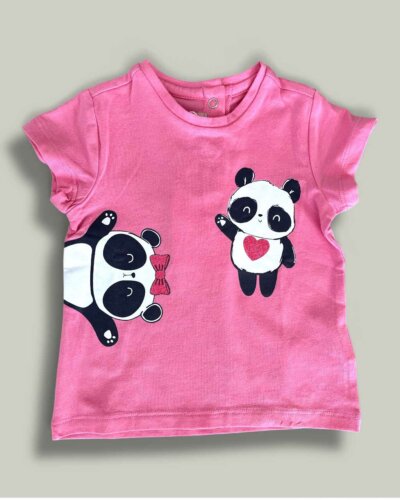Бебешка тениска CHICCO Pink Panda - снимка 1 - Тениски и потници за момиче - Yomi.Kids