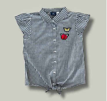 Риза CHICCO каре с къс ръкав - снимка 1 - Тениски и потници за момиче - Yomi.Kids