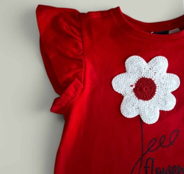 Тениска CHICCO с бродерия в червено - снимка 2 - Тениски и потници за момиче - Yomi.Kids