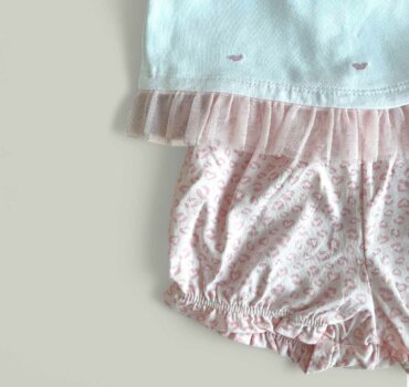 Комплект CHICCO Pink Leo в бяло и бледо розово - снимка 2 - Комплекти с къс ръкав за момиче - Yomi.Kids