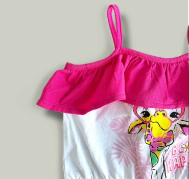 Гащеризон CHICCO Giraffe в бяло и розово - снимка 2 - Рокли и поли - Yomi.Kids