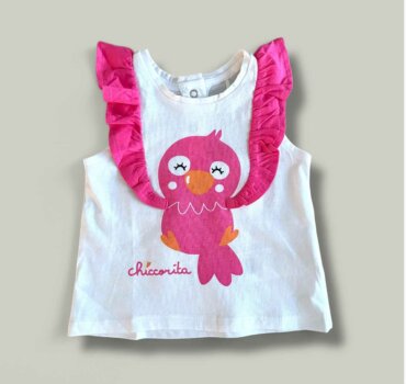 Потник CHICCO Parrot в бяло - снимка 1 - Тениски и потници за момиче - Yomi.Kids