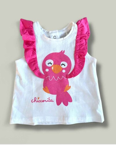 Потник CHICCO Parrot в бяло - снимка 1 - Тениски и потници за момиче - Yomi.Kids