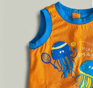 Комплект CHICCO Octopus в синьо и оранжево - снимка 3 - Комплекти с къс ръкав за момче - Yomi.Kids