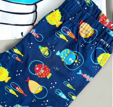 Комплект CHICCO Acqua в бяло и тъмно синьо - снимка 2 - Комплекти с къс ръкав за момче - Yomi.Kids