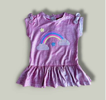 Бебешка рокля CHICCO Rainbow от мека розова материя - снимка 1 - Рокли и поли - Yomi.Kids