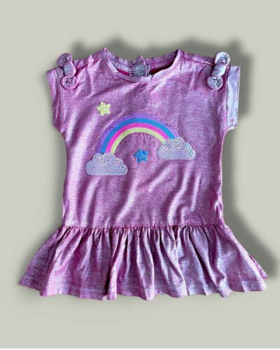 Бебешка рокля CHICCO Rainbow от мека розова материя - снимка 1 - Рокли и поли - Yomi.Kids