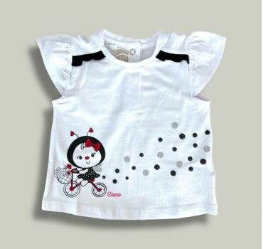 Бебешка тениска CHICCO Ladybug в бяло - снимка 1 - Тениски и потници за момиче - Yomi.Kids