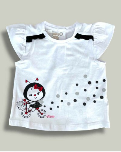 Бебешка тениска CHICCO Ladybug в бяло - снимка 1 - Тениски и потници за момиче - Yomi.Kids