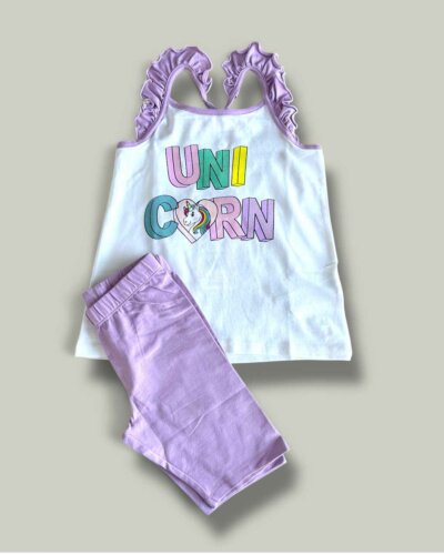 Комплект CHICCO Purple в бяло и лилаво - снимка 1 - Комплект с къс ръкав за момиче - Yomi.Kids