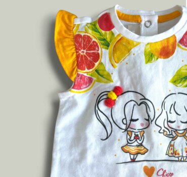 Комплект CHICCO Peach в бяло и оранжево - снимка 2 - Комплекти с къс ръкав за момиче - Yomi.Kids