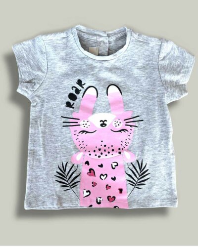 Бебешка тениска CHICCO Leopard в сиво - снимка 1 - Тениски и потници за момиче - Yomi.Kids